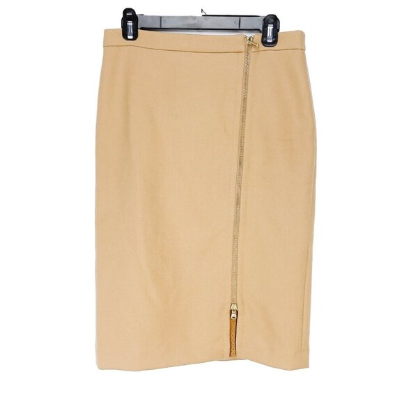 J.CREW Office Pencil Skirt Assymetrical Zip Wool Camel Tan sz 6 Tall - Picture 1 of 9